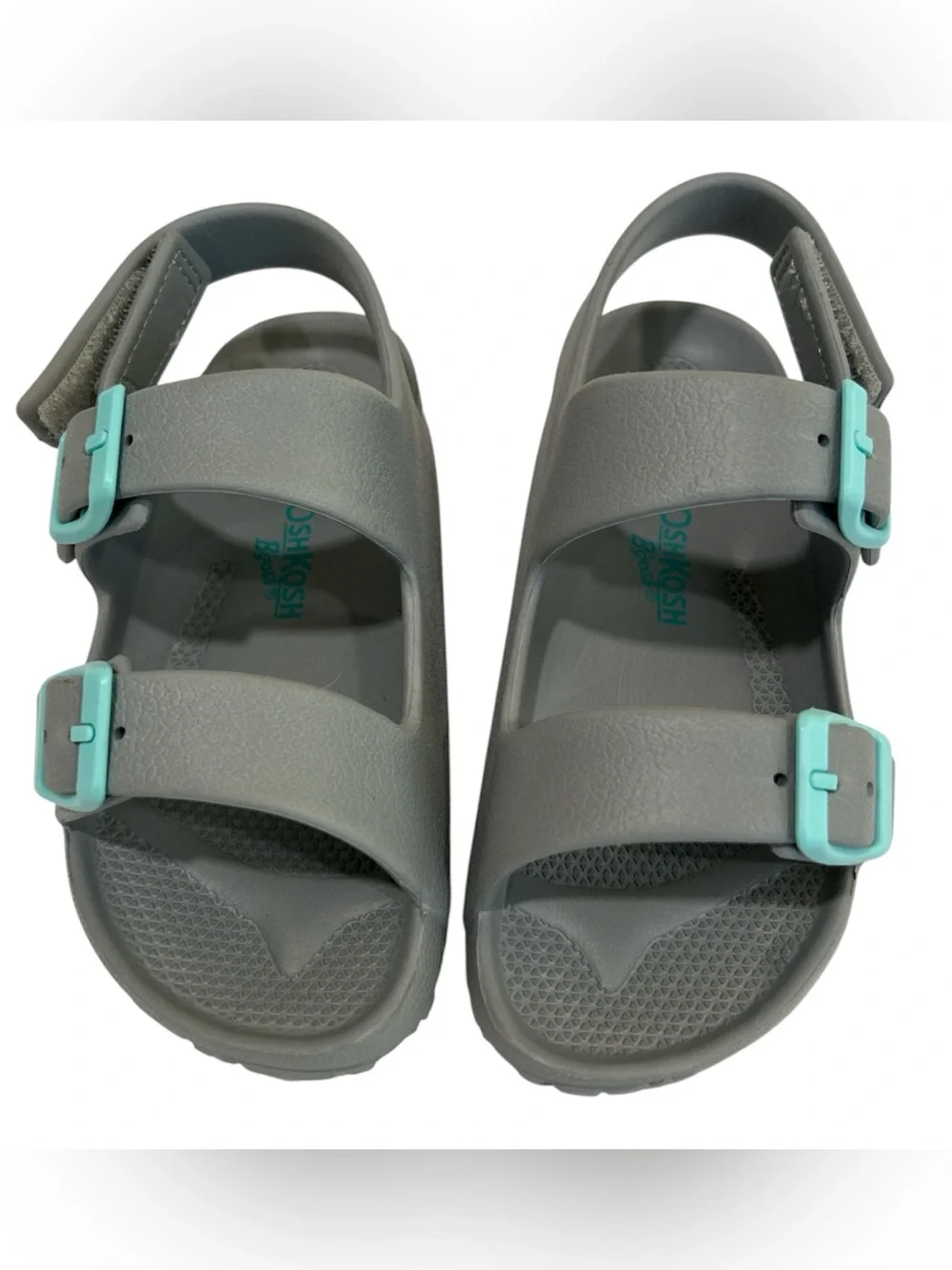 OshKosh B'gosh Gray Sandals with Teal Buckles